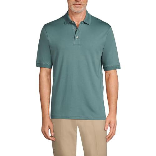 Lands' End Mens Short Sleeve Supima Polo Tourmaline Regular XX-Large