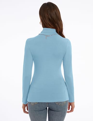 Image of Women's Turtleneck Long Sleeve Shirts Slim Fitted Lightweight Base Layer Casual Tops