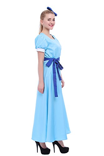 Rolecos Womens Princess Dress Light Blue Maxi Dresses Halloween Cosplay Costume Blue Belt 3Xl #TOP3