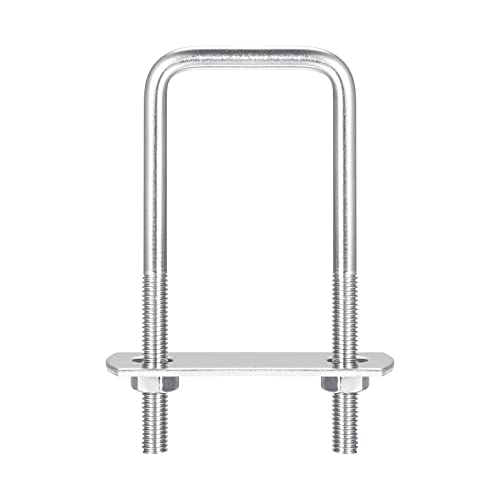 Image of uxcell Square U-Bolts, 3 Sets 37mm(1.46 inch) Inner Width 90mm Length M6 304 Stainless Steel U Clamp Bolt with Nuts and Plates, for Boat Trailer