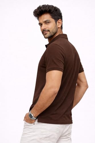 Image of Premium Pique Cotton Pocket Polo T-Shirt for Men | 210-220 GSM | Regular Fit | 2-Button Placket | Soft Breathable Fabric | XS-3XL