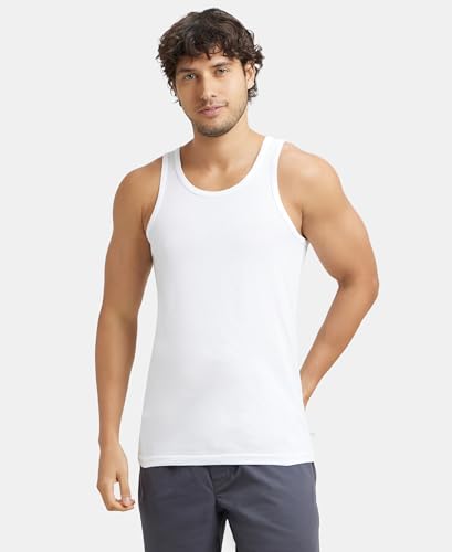 Jockey 8820 Men's Super Combed Cotton Round Neck Sleeveless Vest with Extended Length for Easy Tuck