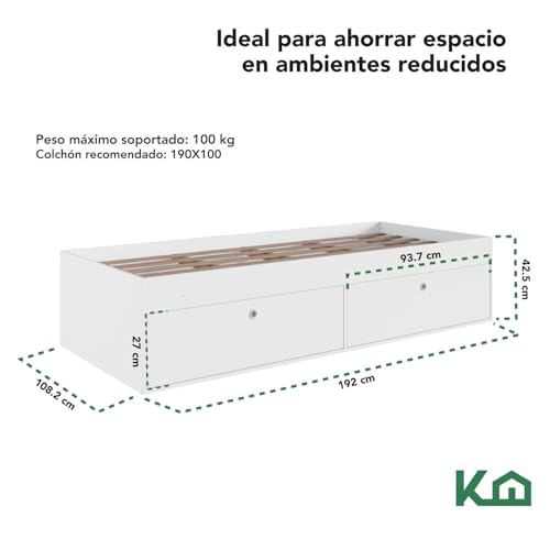 El Mejor Listado de Base para Cama Individual Con Cajones - los más vendidos. 24 Imagen adicional