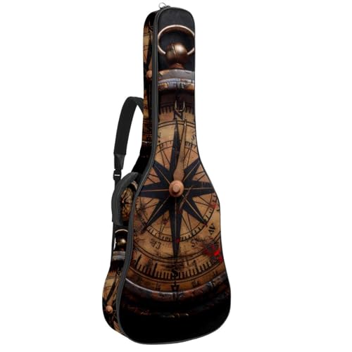Sac de guitare acoustique rembourré imperméable motif boussole