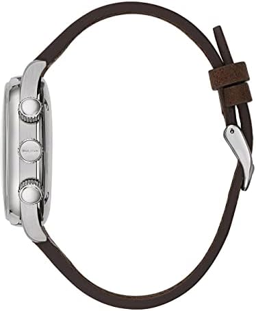 Bulova Men's Military Heritage A-15 Pilot Watch in Stainless Steel with Brown Leather Strap and 3-Hand Automatic Movement Style: 96A245