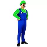 thematys® Super Klempner Kindheitshelden Kostüm-Set für Erwachsene Mütze + Hose + Bart | Herren Faschingskostüm Fasching Karneval Faschingskostüme Männer (L, 170-185cm, Style002)