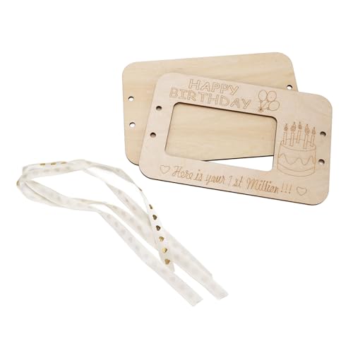 Jiawu Élégante Pince à Billets Votre Premier Million, Porte-monnaie en Bois Pratique pour Cadeau D'anniversaire (Type de gâteau)