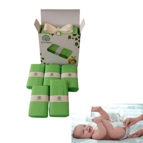 Lemon Scented Eco-Friendly 5-Pack 100% Compostable Diaper/Nappy Bin Refill Bags – Fits Tommee Tippee & Angelcare – Odour-Locking, Durable, Germ Protection (Cassette Not Included)