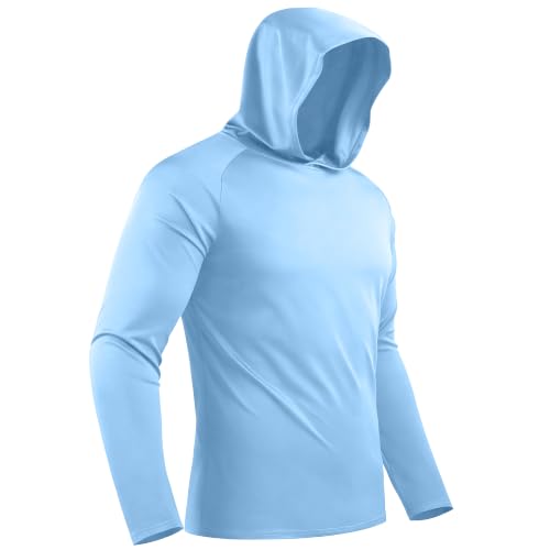 Image of Hoodies for Men UPF 50+ Sun Protection Fishing Shirts Long Sleeve Lightweight Rash Guard Shirt UV SPF Sweatshirt