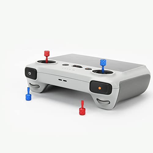 2 Pairs Mini 3 Pro/Mini 3/Mavic 3 Classic/Mavic 3 Pro Controller Sticks For Dji Rc/Dji Rc 2, Aluminum Alloy Remote Control Joysticks, Rocker Replacement Parts For Dji Mini 3 Pro/Mini 3/Mavic 3 Classic/Mavic 3 Pro/Dji Air 3 Accessories (Red & Blue) #TOP3