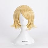 WHBHD Vocaloid Kagamine Rin Cosplay Perruques Courtes Perruque de Cheveux synthétiques résistant à la Chaleur Blonde + Perruque