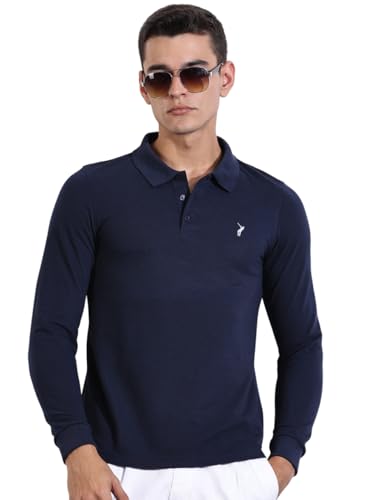 Image of Thomas Scott Men's | Solid | Full Sleeve | Regular Fit | Cotton Blend | Polo Collar | Casual Tshirt