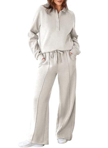Aleumdr Women's 2 Piece Outfits Sweatsuit Oversized Sweatshirt Wide Leg Sweatpants Matching Lounge Set 2024
