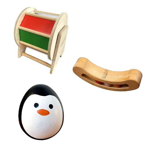 Image of Banana Busy Beads Rattle, Balancing Wobbler & Rainbow Spinning Wheel | Montessori Toys for Sensory Play & Motor Skills | Safe, Durable Baby Toys for Newborns 0+ Months