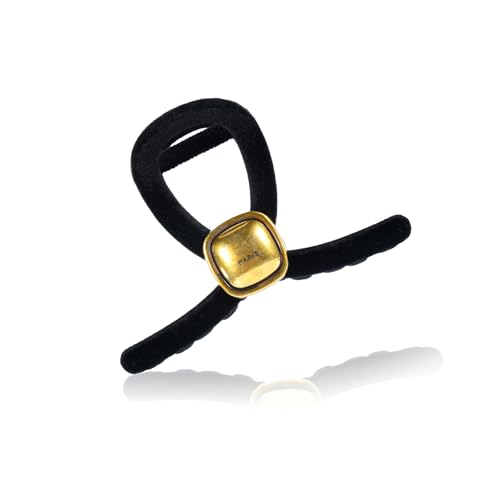 Sluxa Small claw clips for women,Luxury velvet Black hair clips, Small hair clips claws, Stylish tools.3 Inch. #3