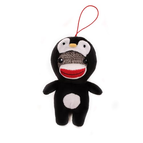 Plushland Christmas Stuffed Animal Toys Cute Soft Sockiez Sock Monkey Christmas Tree Decoration- Lovely Gift Xmas Ornament Party Favor 4 Inch (Penguin)