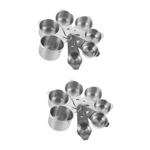 Amosfun 2 Juegos herramienta para hornear matraz tazas medidoras ayuda bochas accesorios de cocina herramientas de cocina taza para medir vaso medidor de acero inoxidable con escala Silver