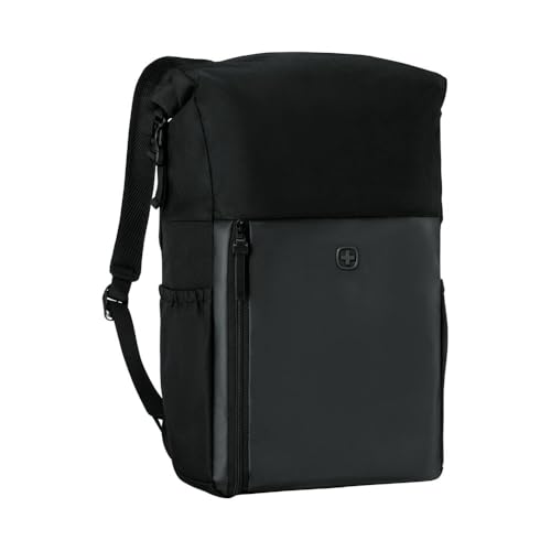 WENGER UrbanOne Roll-Top Backpack Laptop-Rucksack mit Rollverschluss Notebook bis 15 6 Zoll 25 l Damen/Herren Büro Business Uni Schwarz 653890
