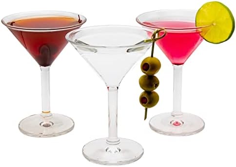 Double 6 - Acrylic Martini Glasses Reusable Set of 6-6 oz. - Shatterproof & Durable - BPA Free - Great for Margaritas, Cosmopolitan, for Home, Picnic, Outdoor and Pool Parties