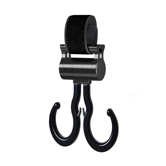 CHENGZI Baby Stroller Double Hooks Adjustable Stroller Hooks for Hanging Diaper Bags and Shopping Accessories Black