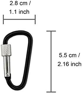 4pcs D Shape Carabiner Clip Snap Hook Key Chain for Camping Hiking (black)