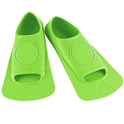 ENEN Aletas de Natación Cortas Ajustables para Piscina, Talla 38-47 Aletas de Entrenamiento Silicona para Niños et Adulto Unisex para Piscina, Snorkel, Entrenamiento (2XS(34-36),JP12 Verde)