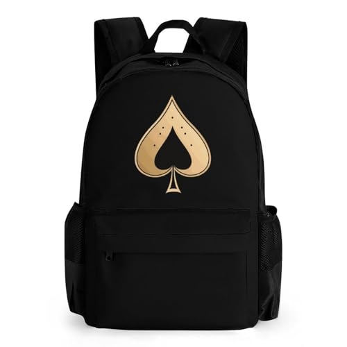 A-c-e of Spades 17 Inch Laptop Backpack Large Capacity Daypack Travel Shoulder Bag for Men&Women