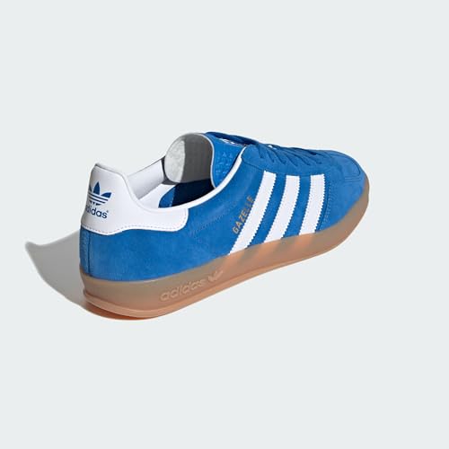 Image of adidas Gazelle Indoor Men's Shoes, Blue Bird /Cloud White /Gum, Size 7.5