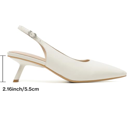 Image of Mostrin Kitten Heels for Women Pointed Toe Pumps Patent Leather Low Heel Slingback Heels with Buckle Dress Shoes for Dating Party Working