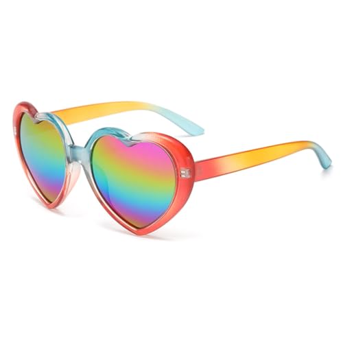Lunettes de soleil cœur pour festival et plage arc-en-ciel coloré