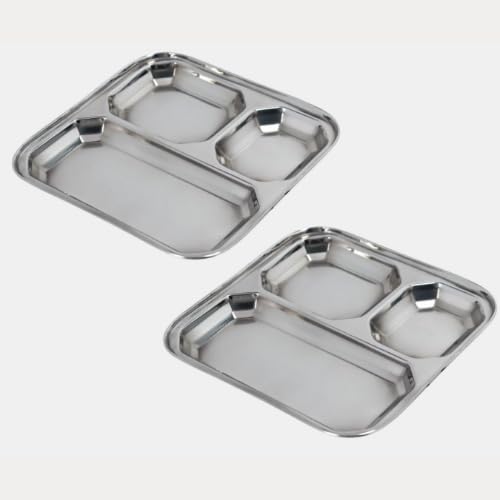 Buy DesiDine 3 In1 Stainless Steel Plates with Compartments/Tiffin