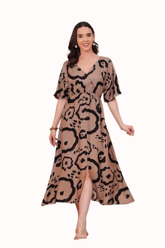 Image of Women's Stylish Knee-Length One Piece Dress, Lightweight Flared Maxi Kurti, Casual and Holiday Wear, Summer Outfit, Kurta