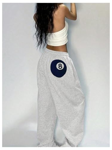Verdusa Women's Wide Leg Baggy Sweatpants Y2K Streetwear Loose Long Pants with Pockets3