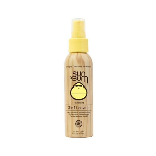 Sun Bum Revitalizing 3 in 1 Leave In Conditioner - Anti Frizz Detangler - Color Safe with UV Protection - Enriched with Coconut Oil and Banana - 4 oz