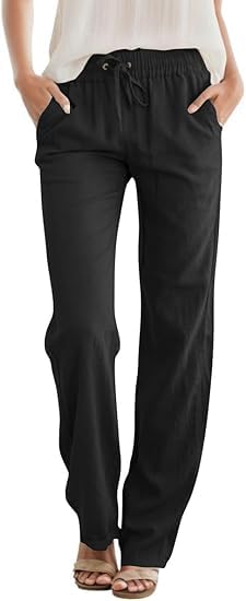 Friptspyg Palazzo Hosen Lässige Hosen Damen Sommer Elastische Bund...