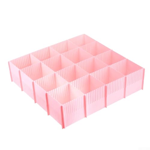 Solaughguy Divisori regolabili per cassetti in plastica per l'organizzazione della casa, separatori per calzini, biancheria intima e lingerie, set da 5 pezzi, bianco/rosa/grigio (rosa (38 x 11 cm