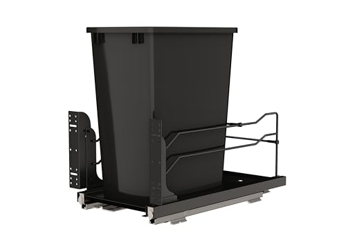Image of Rev-A-Shelf 35 Qt Pull Out Trash Can with Soft Close for Under Kitchen Cabinets, Min Opening Width of 11.5 inch, Black, 53WC-1535SCDM-118