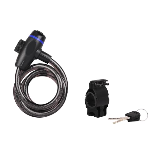 Image of Cyclo Craft Multi-Purpose Steel Key Lock for Bike, Helmet, Luggage, Anti Theft Lock with Computerizes 2 Keys Advance Cable Wire Lock with Mount Brackets Size 3.11 Feet x Thickness 12MM 12mm