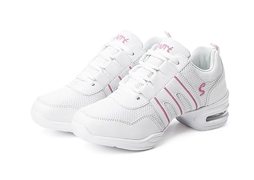 Women's Dance Walking Shoes Lace-up Sneakers - Air Cushion Split Sole Breathable Mesh Modern Jazz Shoes