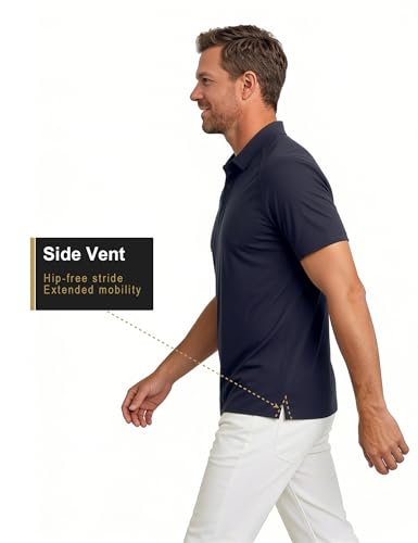 Camiseta polo deportiva para hombre Soojun, de rendimiento para golf, transpirable y técnica, con dobladillo adherido Active-Grip, estiramiento 4 vías, tejido sin arrugas, diseño apto para desplazamientos y uso diario fácil de cuidar miniatura 4