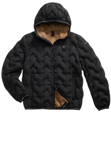 Chiusura con zip Copri cursore sul collo Tasche con zip Elastico rigato sul profilo del cappuccio, polsino e fondo Tasche interne con velcro Patch e passante con logo