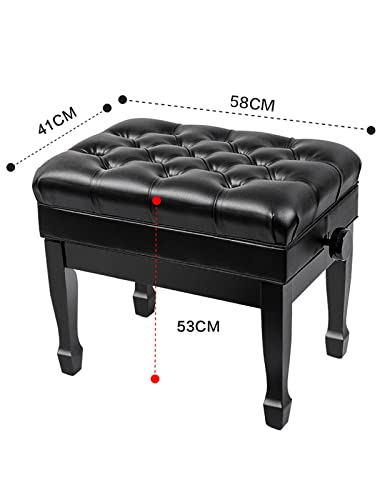 TEmkin Banc de Piano d’artiste en Cuir, Tabouret de Piano Solo avec Pieds en Fer à Cheval en Bois Massif et Coussin rembourré, 58 x 41 x 53-63 cm, Noir, Marron - Les Beatles, Paul McCartney, John Lennon, RIngo Starr, George Harrison TEmkin Banc de Piano d'artiste en Cuir, Tabouret de Piano Solo avec Pieds en Fer à Cheval en Bois Massif et Coussin rembourré, 58 x 41 x 53-63 cm, Noir, Marron – Image 3