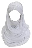 Hijab malaisien en mousseline Foulard à enfiler pour femme musulmane châle islamique voile enfilable (Blanc Ice)