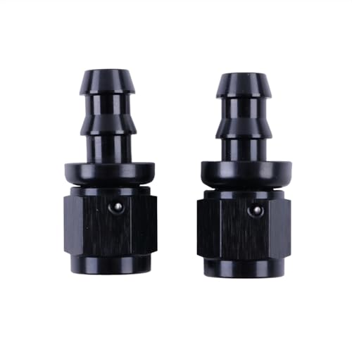 ZAP Performance 6AN Female to 3/8 inch Barb Hose Fittings Straight Black Push-on/Lock Fuel Cooler Kits, Fitting for Rubber Fuel Oil Line (2 PCS)