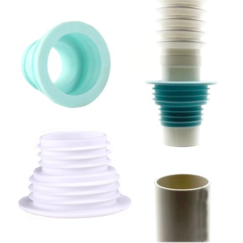 2PCS Universal Drain Pipe Hose Silicone Plug Sealing Plug Sewer Seal Ring Washing Machine Drainage Multipurpose Connector for Bathroom Kitchen Laundry Tub (Green+White)