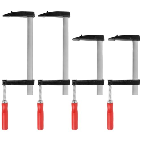 SHUESS 4er Schraubzwingen Set Spanner 80mmx(150mm/300mm) – F-Klemmen für Holzbearbeitung Schraubzwingen mit starker Klemmkraft 272kg – Einhandzwinge Metall Kunststoff Schraubzwinge für Holz Metall DIY