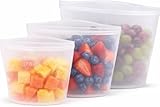 Rebagz Reusable Silicone Food Storage Bags (3-pack) – Leakproof, Freezer & Microwave Safe, Stand-Up Design – Eco-Friendly, BPA Free Containers for Meal Prep & Storage