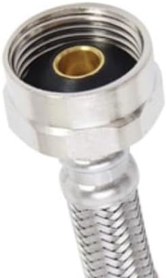 Ten Pack - Braided Stainless Steel 12" Toilet Supply Line, 3/8" OD x 7/8" x 12" Long, Flexible Water Connector Hose with brass nuts on both ends Flexible toilet connector with metal ends
