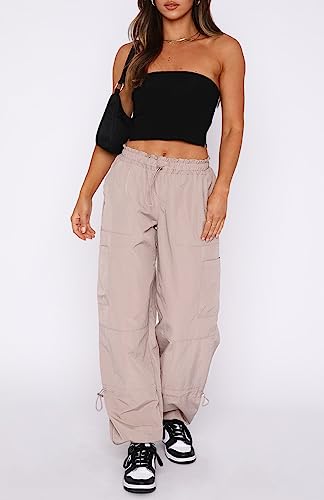 Waitfairy Cargo Pants Women Drawstring Elastic Waist Baggy Parachute Pants Woman Y2K Bottoms with Multiple Pockets2