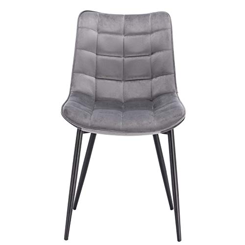 WOLTU BH142hgr-4 Eetkamerstoelen Lichtgrijs set van 4,Keukenstoelen Scandinavische stoel in Fuweel en Metaal - Image 4